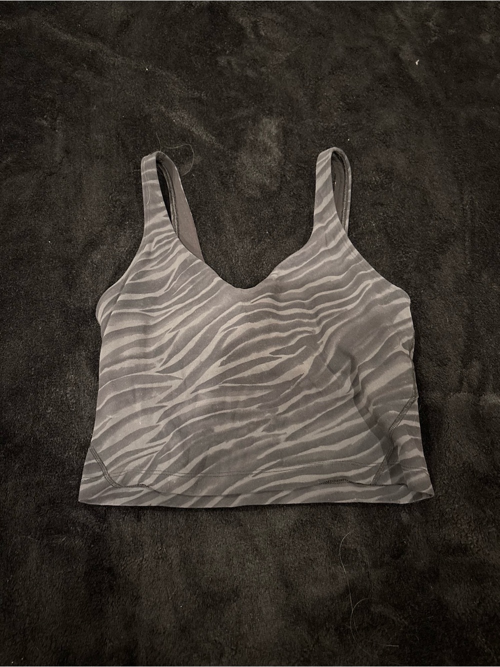 lululemon athletic black and dark grey Zebra-Stripe Cropped Tank